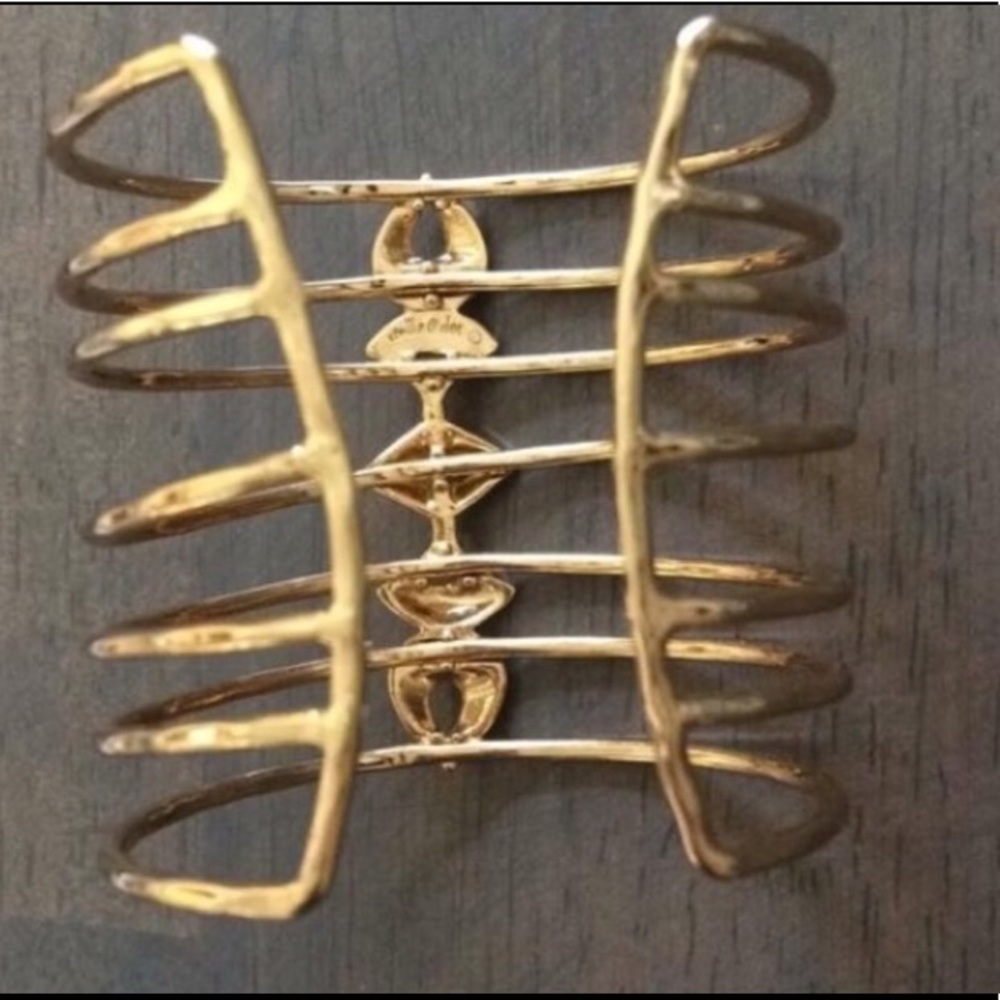 Stella & Dot | Exotic Gold Fishbone Cage Power Cuff Bracelet - Picture 12 of 12